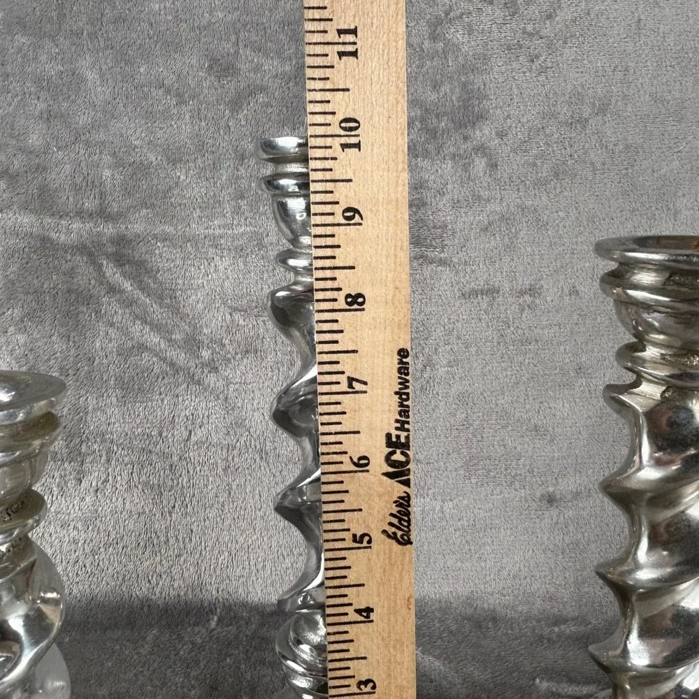 Vintage Silver Barley Twist Candlestick Holders Set of 3 Spiral Taper Pillars